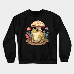 Cottagecore aesthetic frog on Mushroom Crewneck Sweatshirt